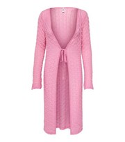 Neon ONLY Mid Pink Textured Long Tie Cardigan